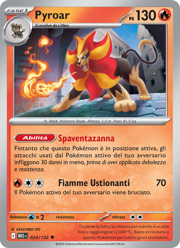 Pyroar 024/188 — Megaevoluzione (Italian Pokémon TCG card)
