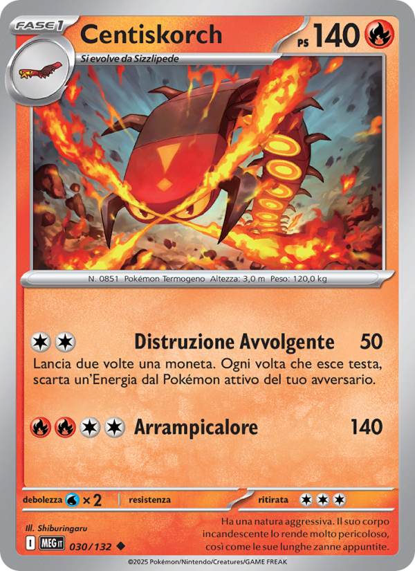 Centiskorch 030/188 — Megaevoluzione (Italian Pokémon TCG card)