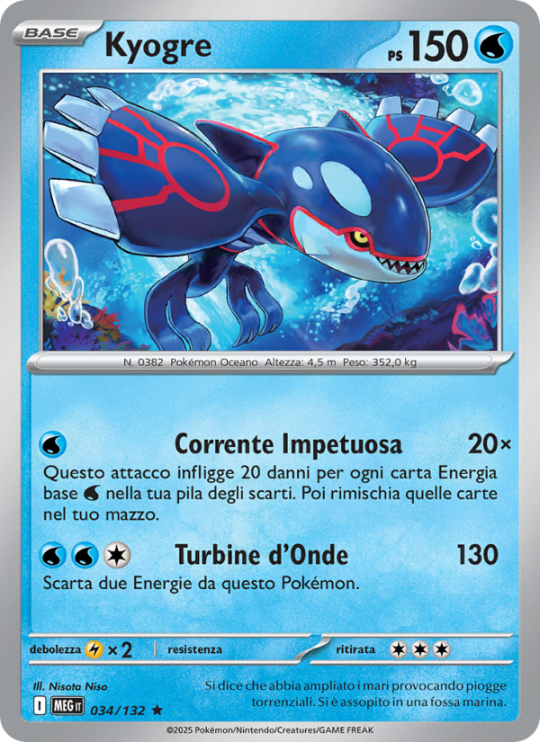 Kyogre 034/188 — Megaevoluzione (Italian Pokémon TCG card)