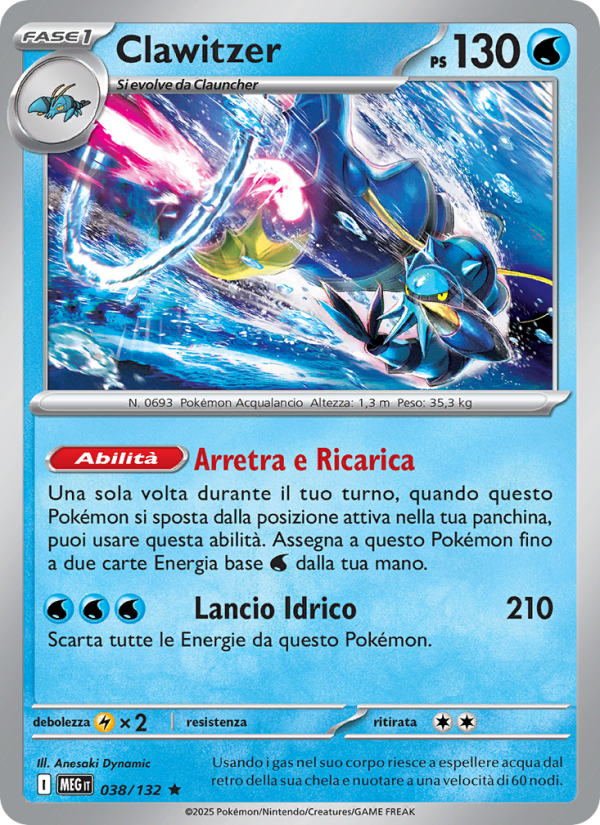 Clawitzer 038/188 — Megaevoluzione (Italian Pokémon TCG card)