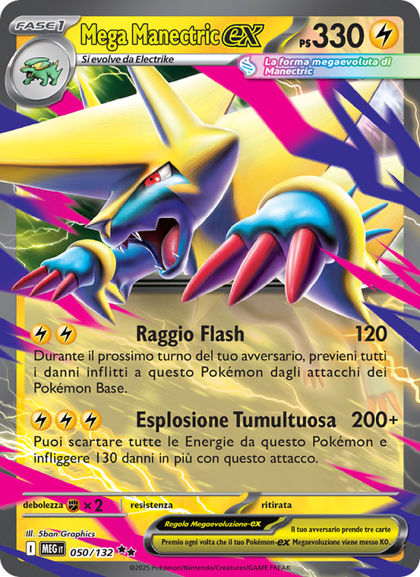 Mega Manectric-ex 050/188 — Megaevoluzione (Italian Pokémon TCG card)