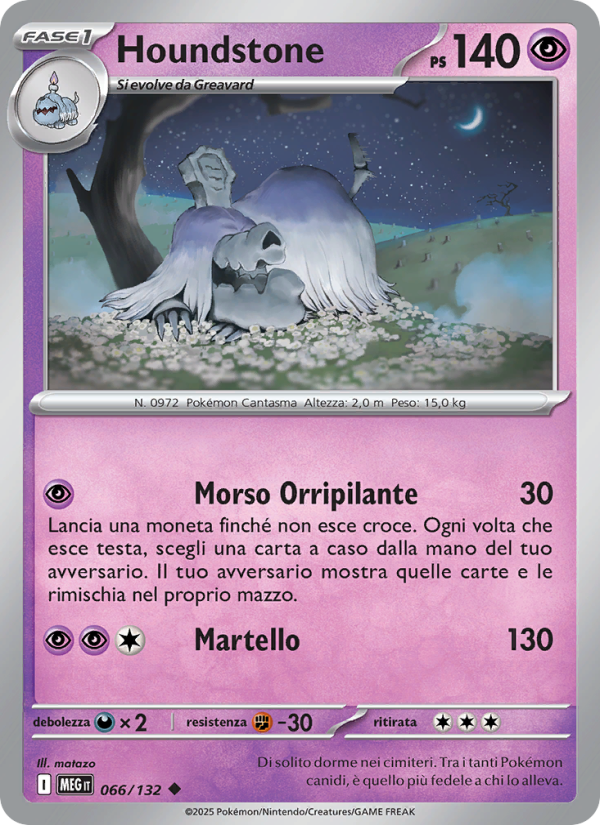 Houndstone 066/188 — Megaevoluzione (Italian Pokémon TCG card)