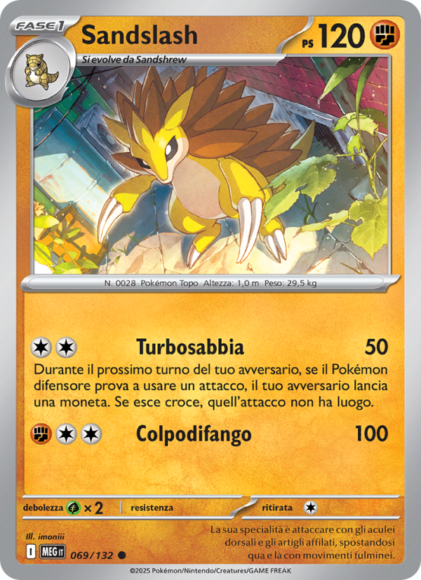 Sandslash 069/188 — Megaevoluzione (Italian Pokémon TCG card)