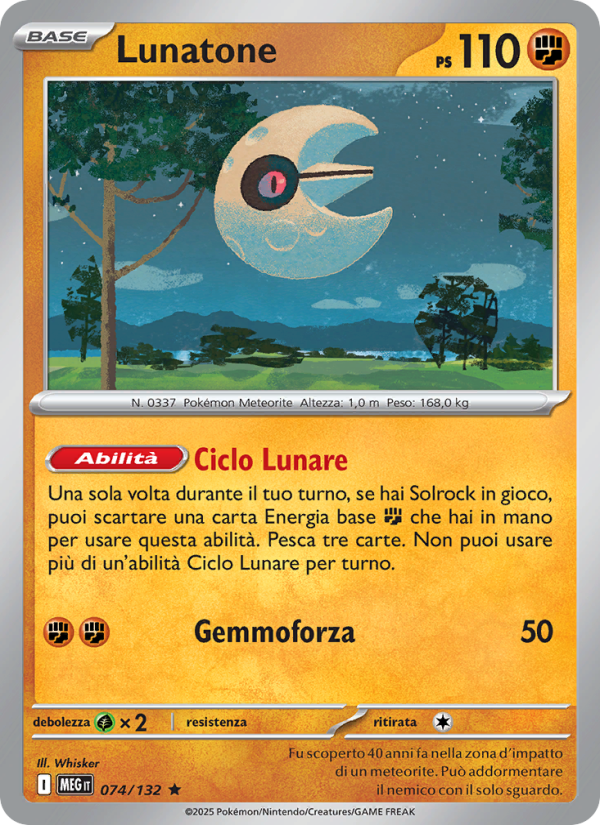 Lunatone 074/188 — Mega Evolution (Italian Pokémon TCG card)