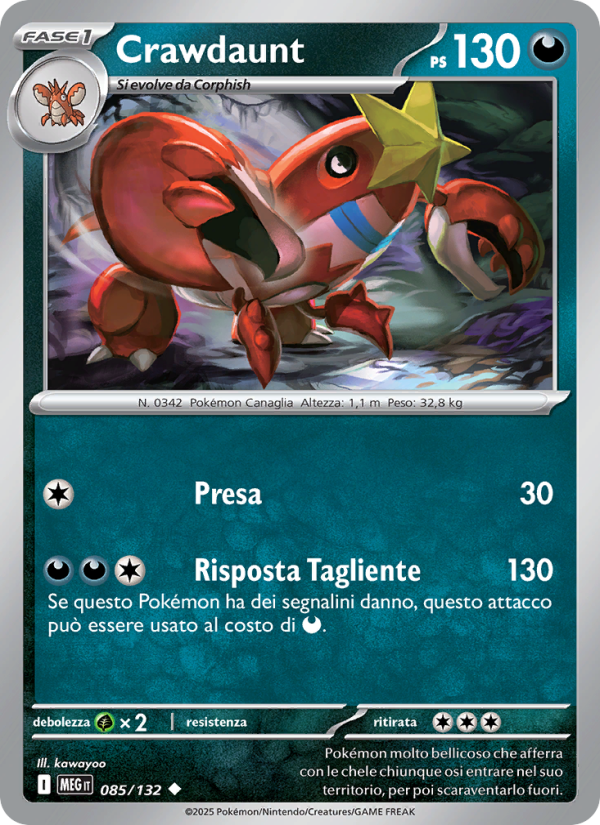 Crawdaunt 085/188 — Megaevoluzione (Italian Pokémon TCG card)