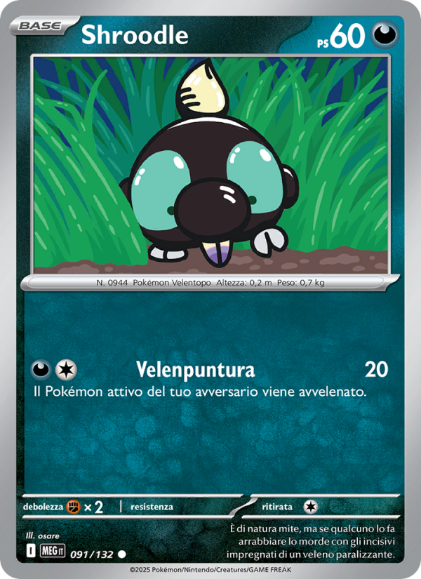 Shroodle 091/188 — Megaevoluzione (Italian Pokémon TCG card)