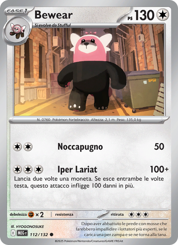 Bewear 112/188 — Megaevoluzione (Italian Pokémon TCG card)