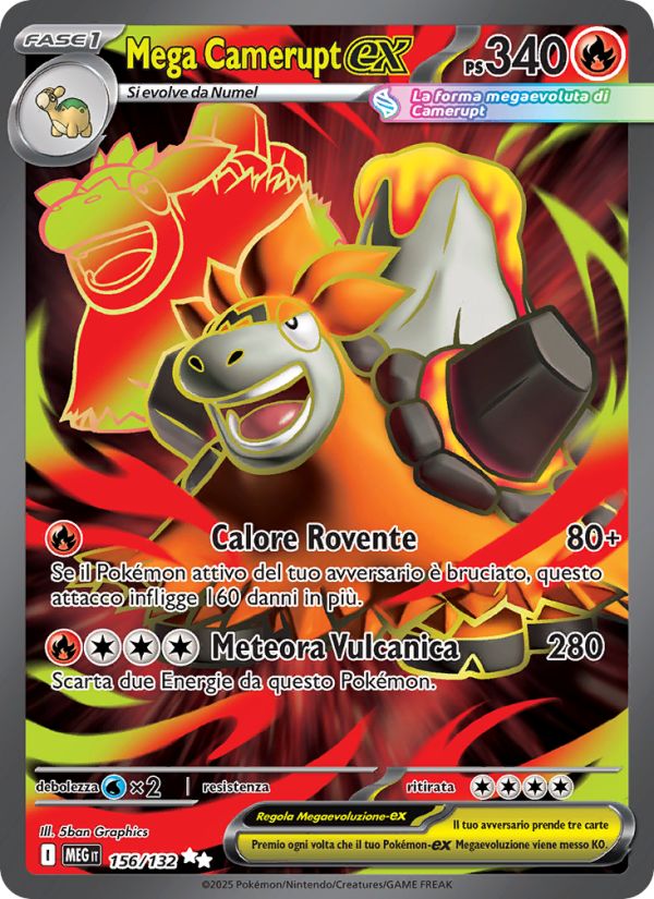 Mega Camerupt-ex 156/188 — Megaevoluzione (Italian Pokémon TCG card)