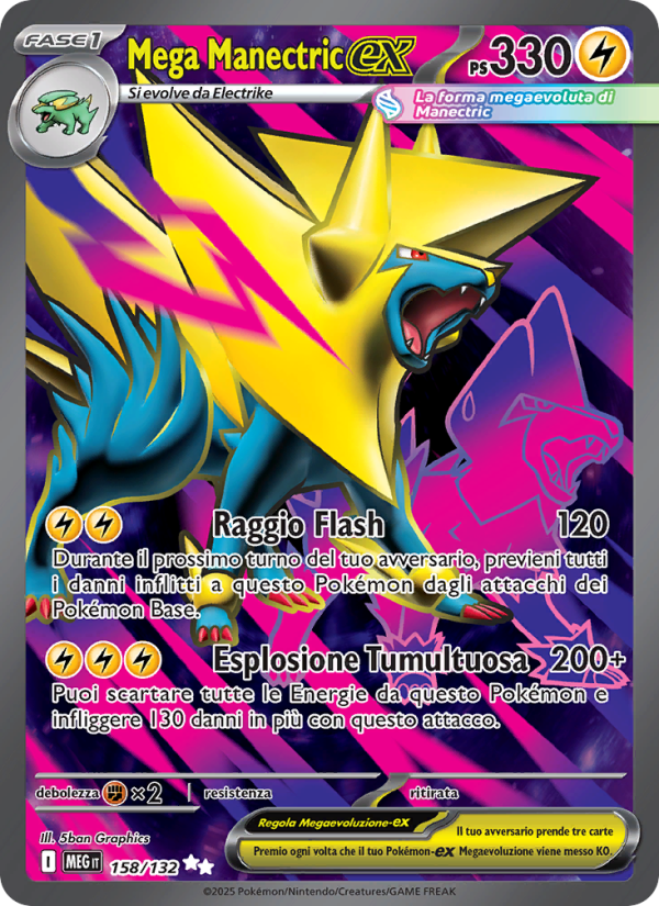 Mega Manectric-ex 158/188 — Megaevoluzione (Italian Pokémon TCG card)