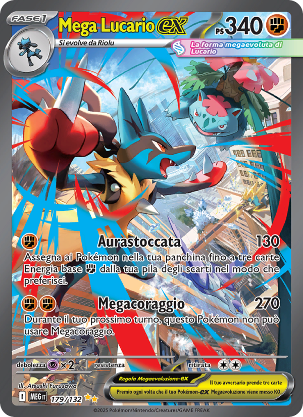 Mega Lucario-ex 179/188 — Megaevoluzione (Italian Pokémon TCG card)
