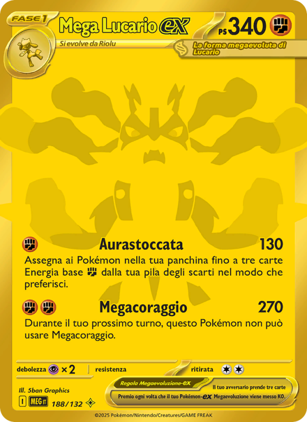 Mega Lucario-ex 188/188 — Megaevoluzione (Italian Pokémon TCG card)