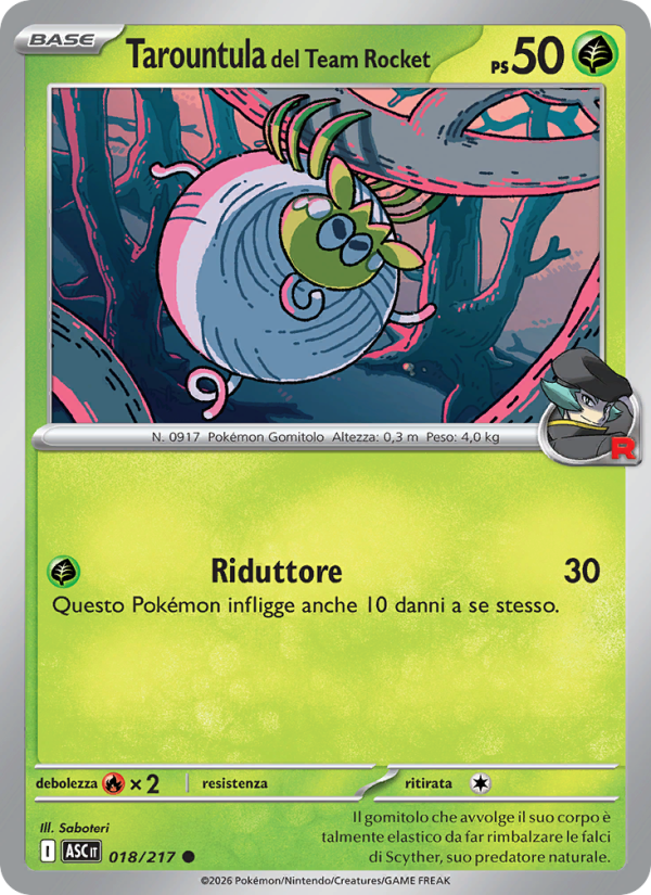 Tarountula del Team Rocket 018/217 — Ascesa Eroica (Italian Pokémon TCG card)