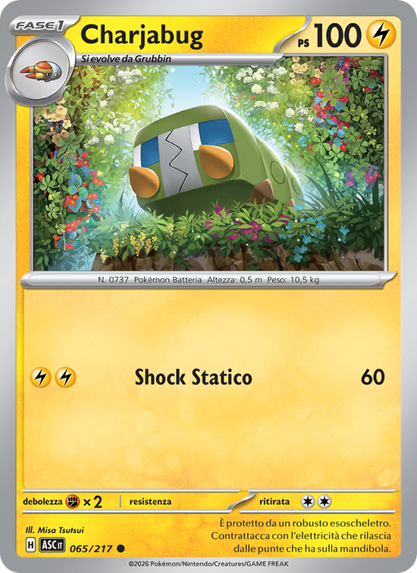 Charjabug 065/217 — Ascesa Eroica (Italian Pokémon TCG card)