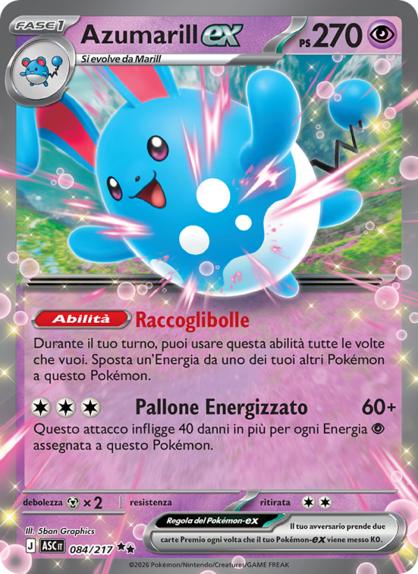Azumarill-ex 084/217 — Ascesa Eroica (Italian Pokémon TCG card)