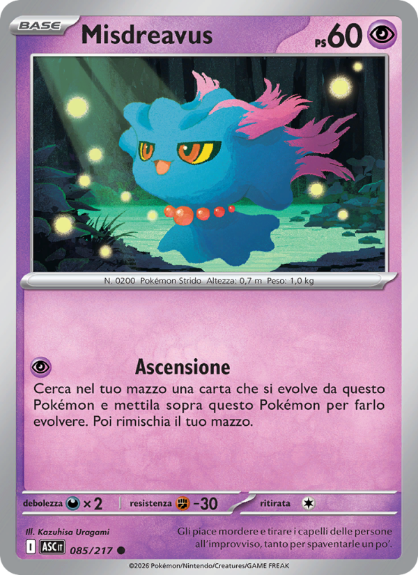 Misdreavus 085/217 — Ascesa Eroica (Italian Pokémon TCG card)