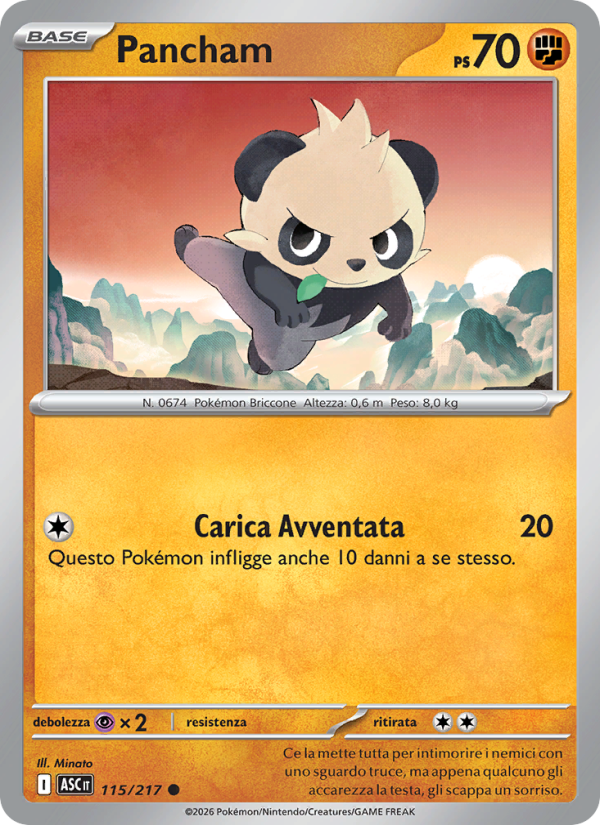 Pancham 115/217 — Ascesa Eroica (Italian Pokémon TCG card)