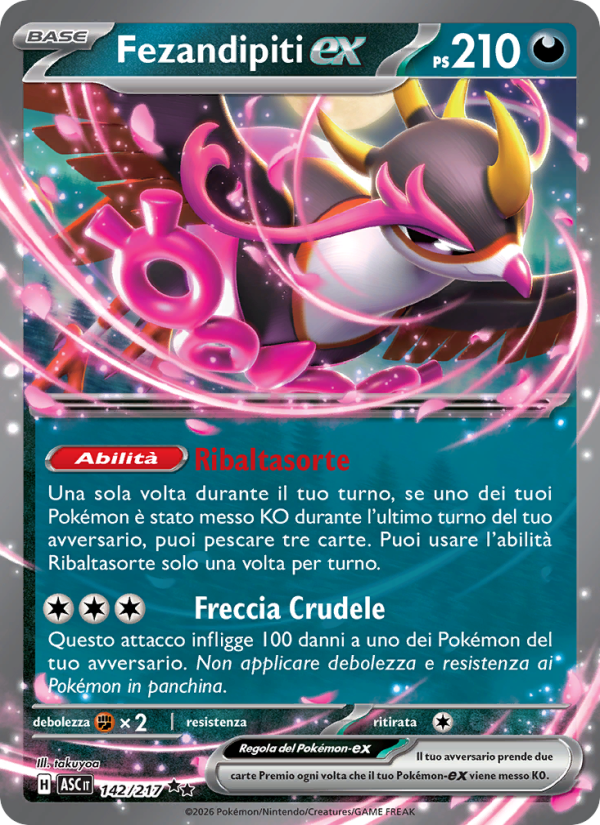 Fezandipiti-ex 142/217 — Ascesa Eroica (Italian Pokémon TCG card)