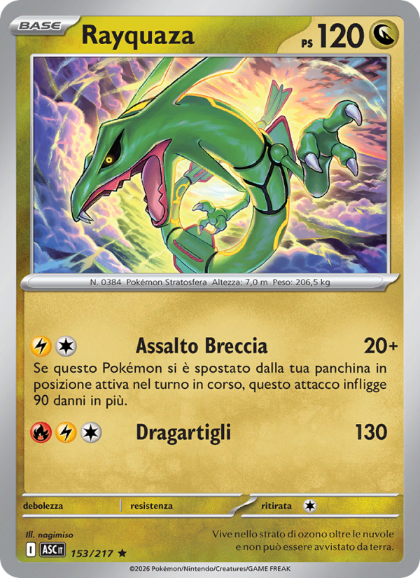 Rayquaza 153/217 — Ascesa Eroica (Italian Pokémon TCG card)