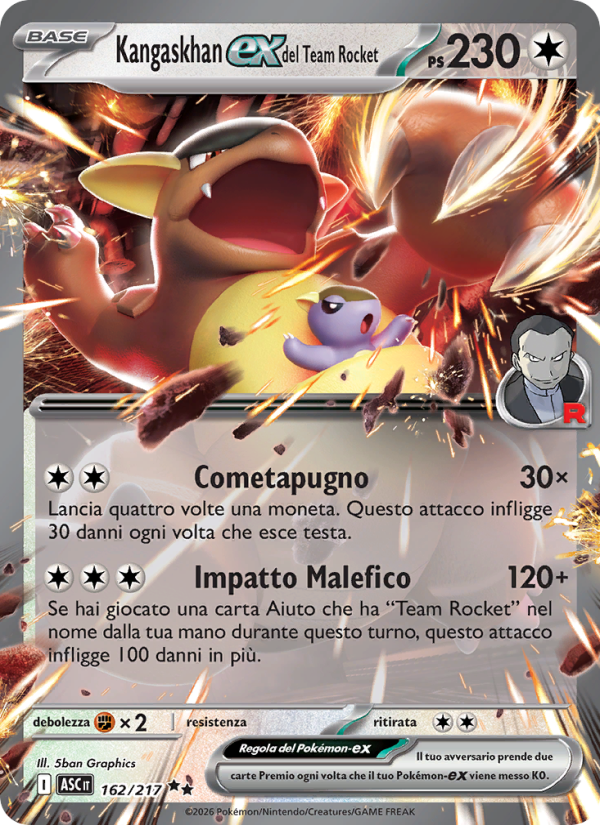 Kangaskhan-ex del Team Rocket 162/217 — Ascesa Eroica (Italian Pokémon TCG card)