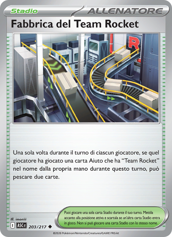 Fabbrica del Team Rocket 203/217 — Ascesa Eroica (Italian Pokémon TCG card)