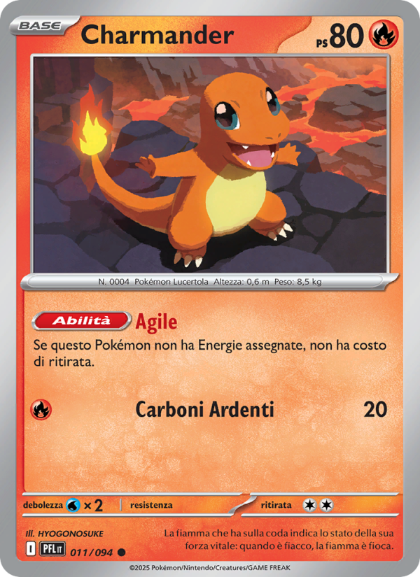 Charmander 011/130 — Fiamme Spettrali (Italian Pokémon TCG card)