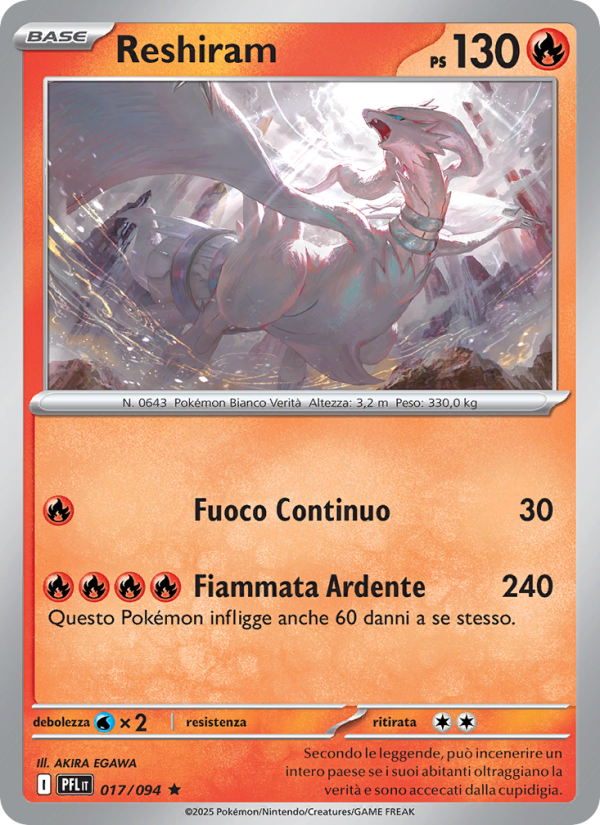 Reshiram 017/130 — Fiamme Spettrali (Italian Pokémon TCG card)