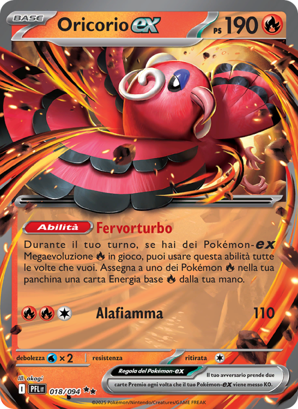 Oricorio-ex 018/130 — Fiamme Spettrali (Italian Pokémon TCG card)