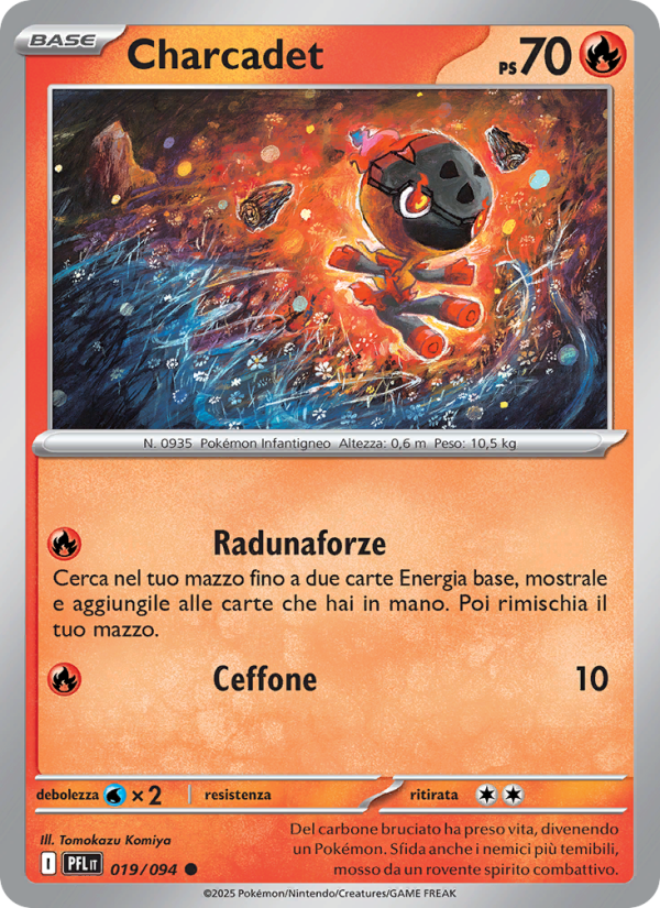 Charcadet 019/130 — Fiamme Spettrali (Italian Pokémon TCG card)