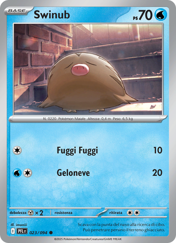 Swinub 023/130 — Fiamme Spettrali (Italian Pokémon TCG card)