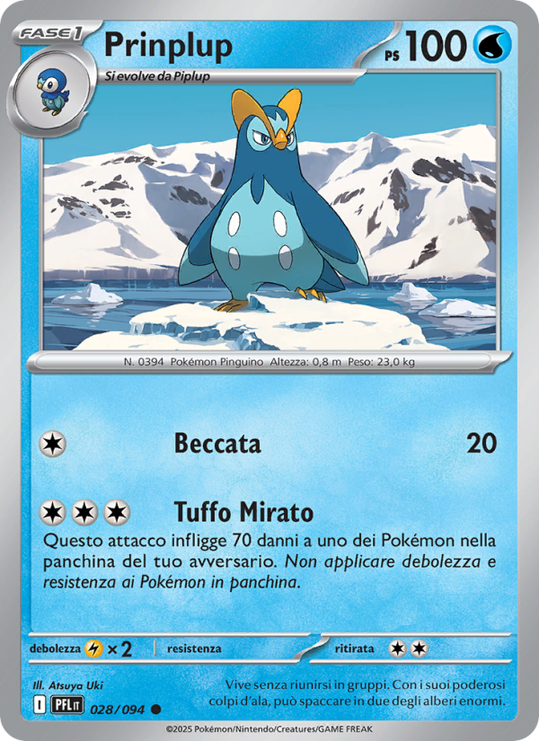 Prinplup 028/130 — Fiamme Spettrali (Italian Pokémon TCG card)