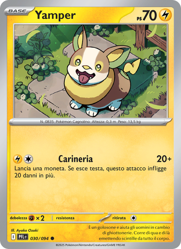 Yamper 030/130 — Fiamme Spettrali (Italian Pokémon TCG card)