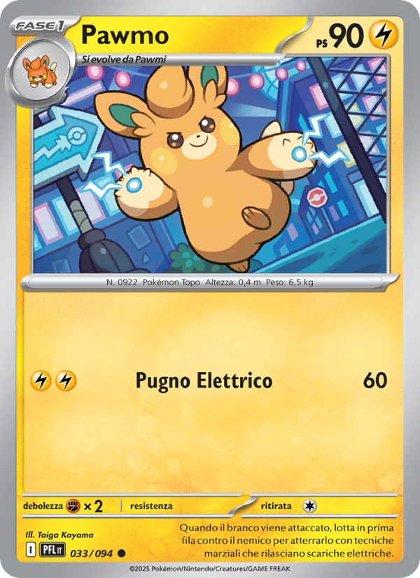 Pawmo 033/130 — Fiamme Spettrali (Italian Pokémon TCG card)