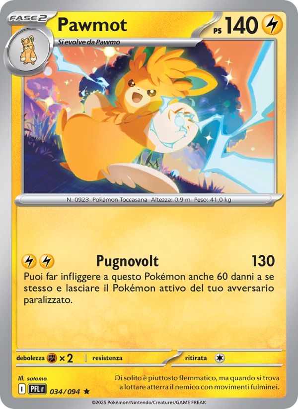 Pawmot 034/130 — Fiamme Spettrali (Italian Pokémon TCG card)