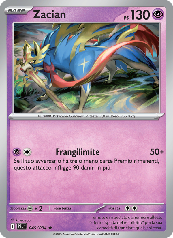 Zacian 045/130 — Fiamme Spettrali (Italian Pokémon TCG card)