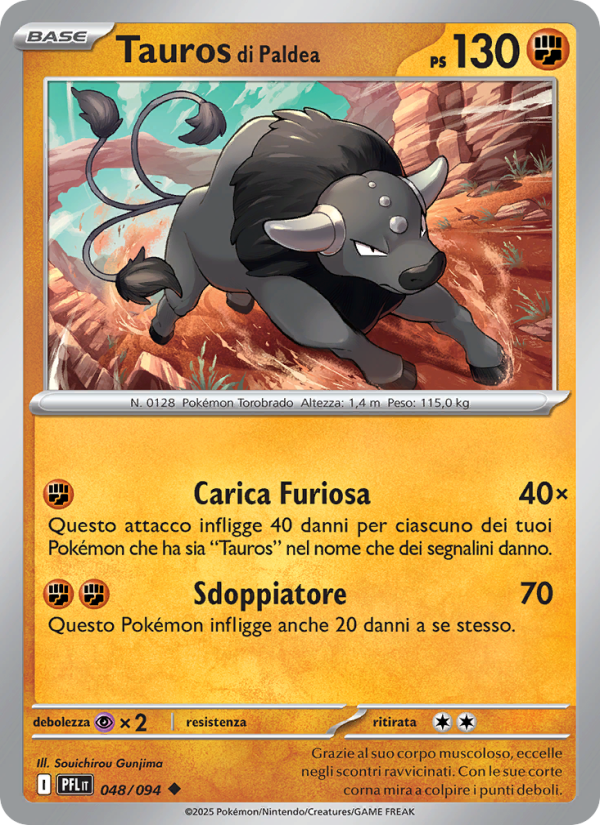 Tauros di Paldea 048/130 — Fiamme Spettrali (Italian Pokémon TCG card)