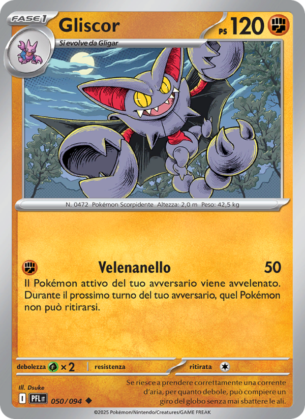 Gliscor 050/130 — Fiamme Spettrali (Italian Pokémon TCG card)