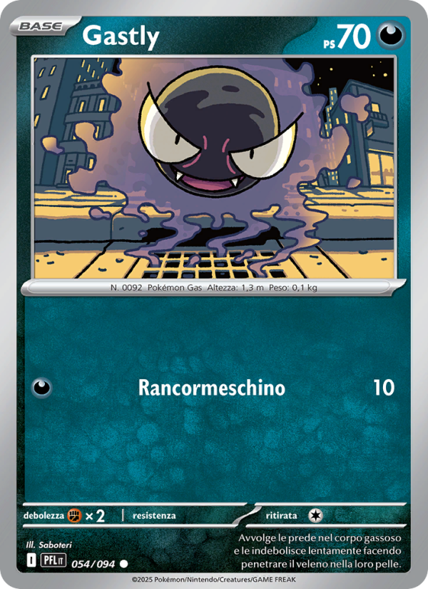 Gastly 054/130 — Fiamme Spettrali (Italian Pokémon TCG card)