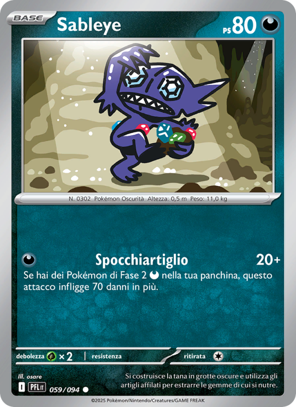 Sableye 059/130 — Fiamme Spettrali (Italian Pokémon TCG card)