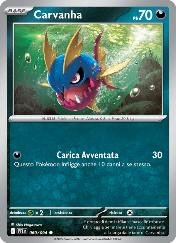 Carvanha 060/130 — Fiamme Spettrali (Italian Pokémon TCG card)