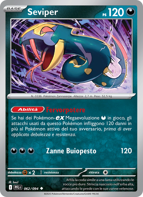 Seviper 062/130 — Fiamme Spettrali (Italian Pokémon TCG card)