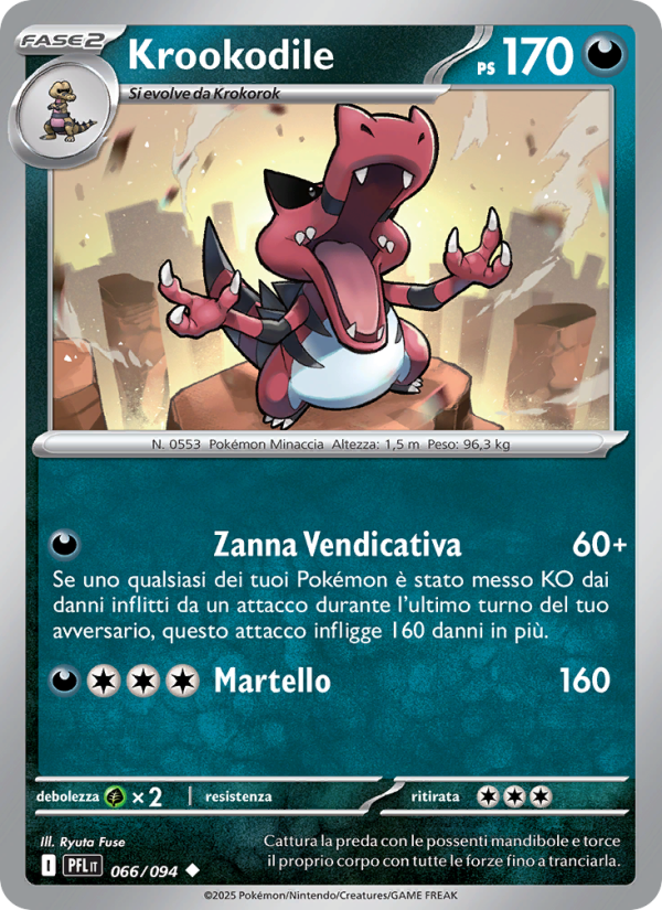 Krookodile 066/130 — Fiamme Spettrali (Italian Pokémon TCG card)