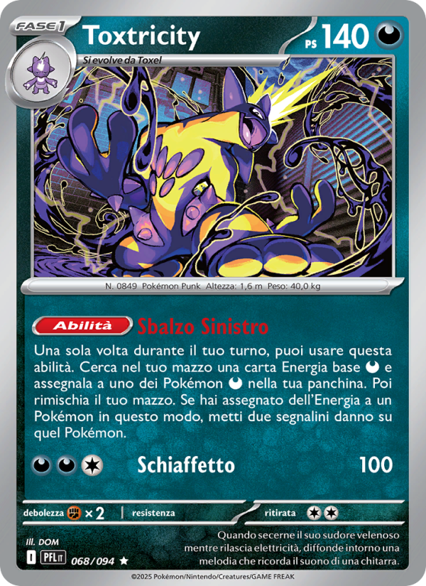 Toxtricity 068/130 — Fiamme Spettrali (Italian Pokémon TCG card)