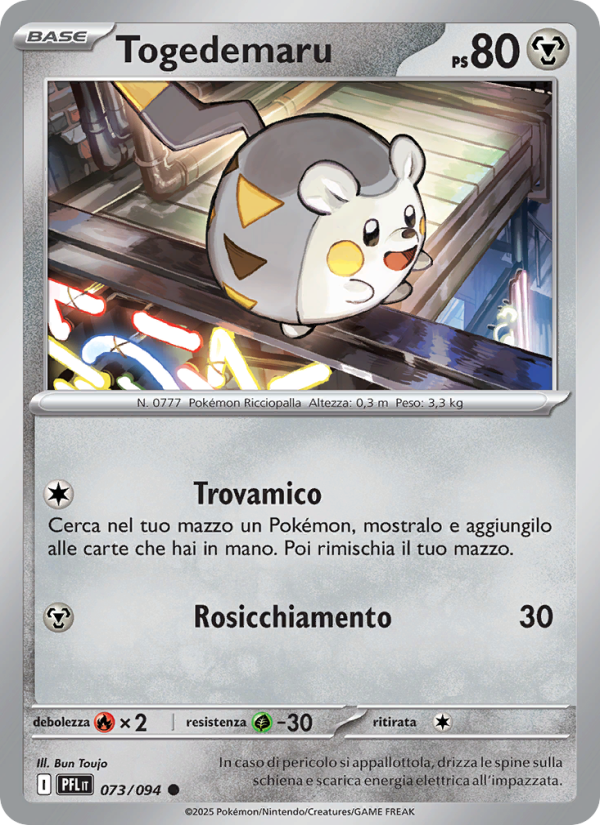Togedemaru 073/130 — Fiamme Spettrali (Italian Pokémon TCG card)
