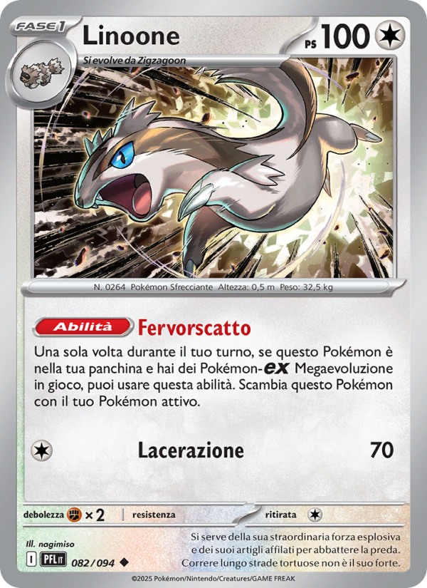 Linoone 082/130 — Fiamme Spettrali (Italian Pokémon TCG card)