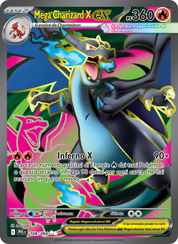 Mega Charizard X-ex 109/130 — Fiamme Spettrali (Italian Pokémon TCG card)