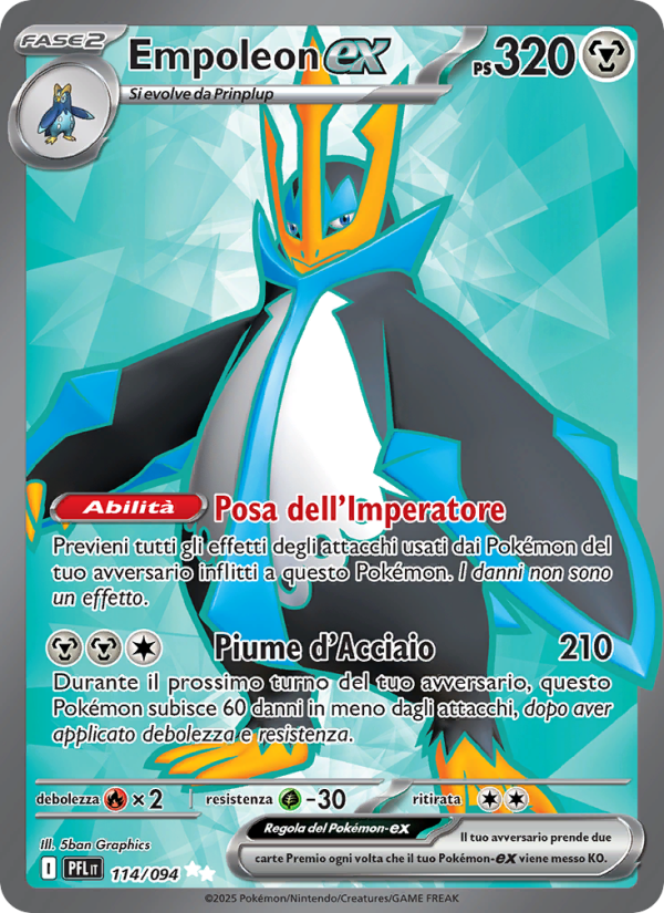 Empoleon-ex 114/130 — Fiamme Spettrali (Italian Pokémon TCG card)