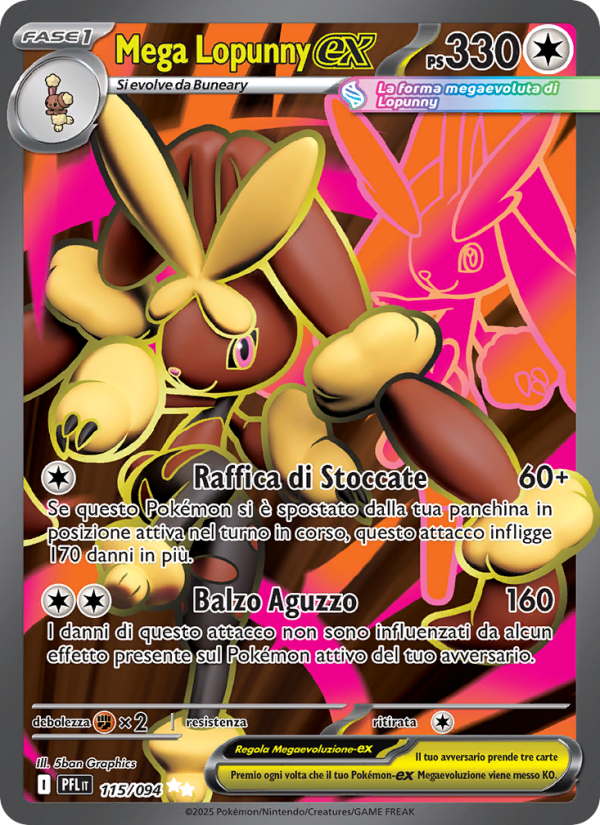 Mega Lopunny-ex 115/130 — Fiamme Spettrali (Italian Pokémon TCG card)