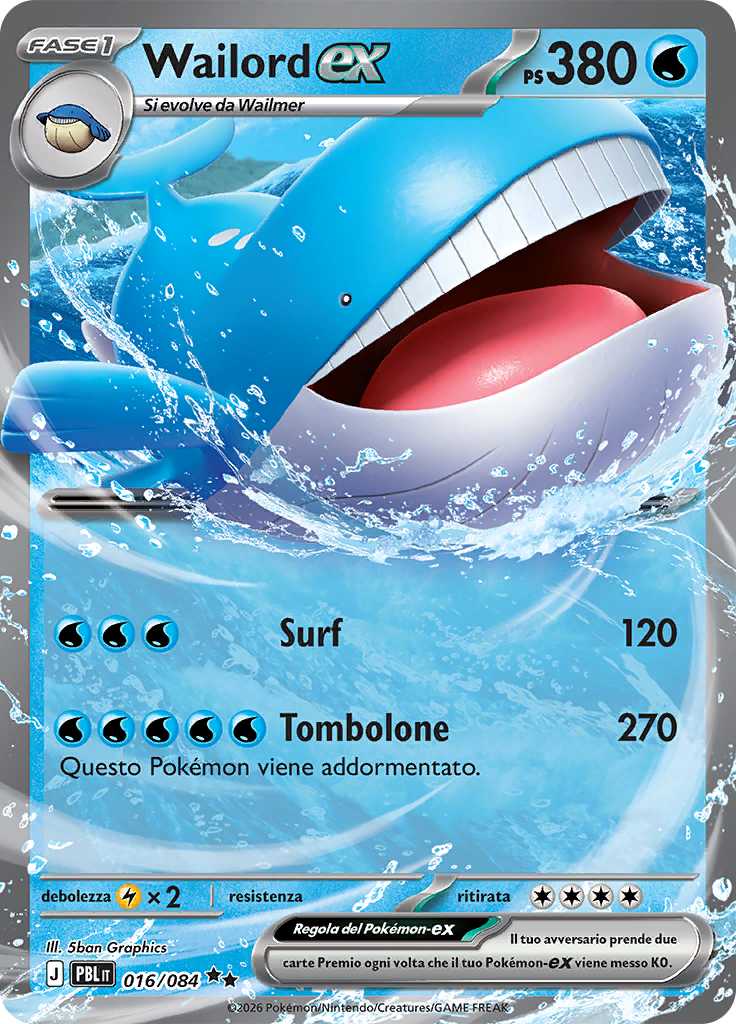 Wailord-ex 016 — Buio Pesto (Italian Pokémon TCG card)