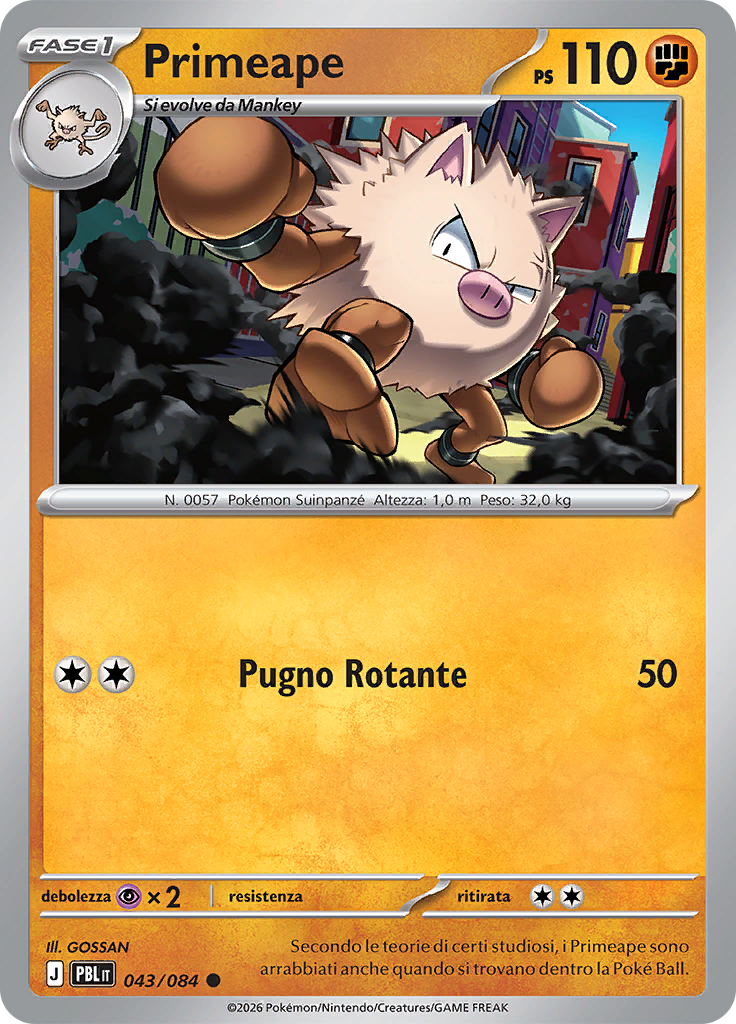 Primeape 043 — Buio Pesto (Italian Pokémon TCG card)