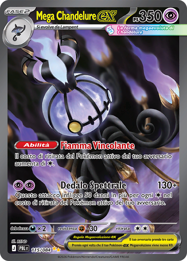 Mega Chandelure-ex 115 — Buio Pesto (Italian Pokémon TCG card)